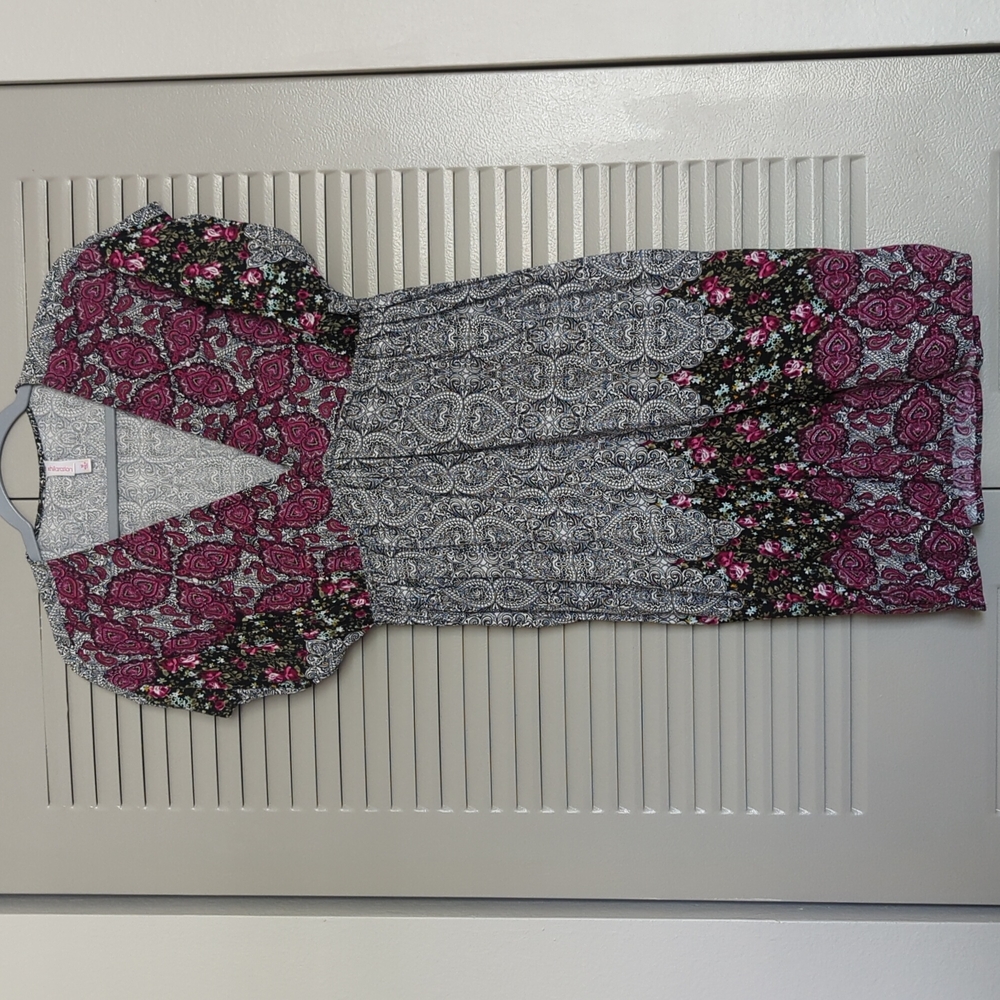 Multi-Print V-Neck Dress - Picture 2 of 4